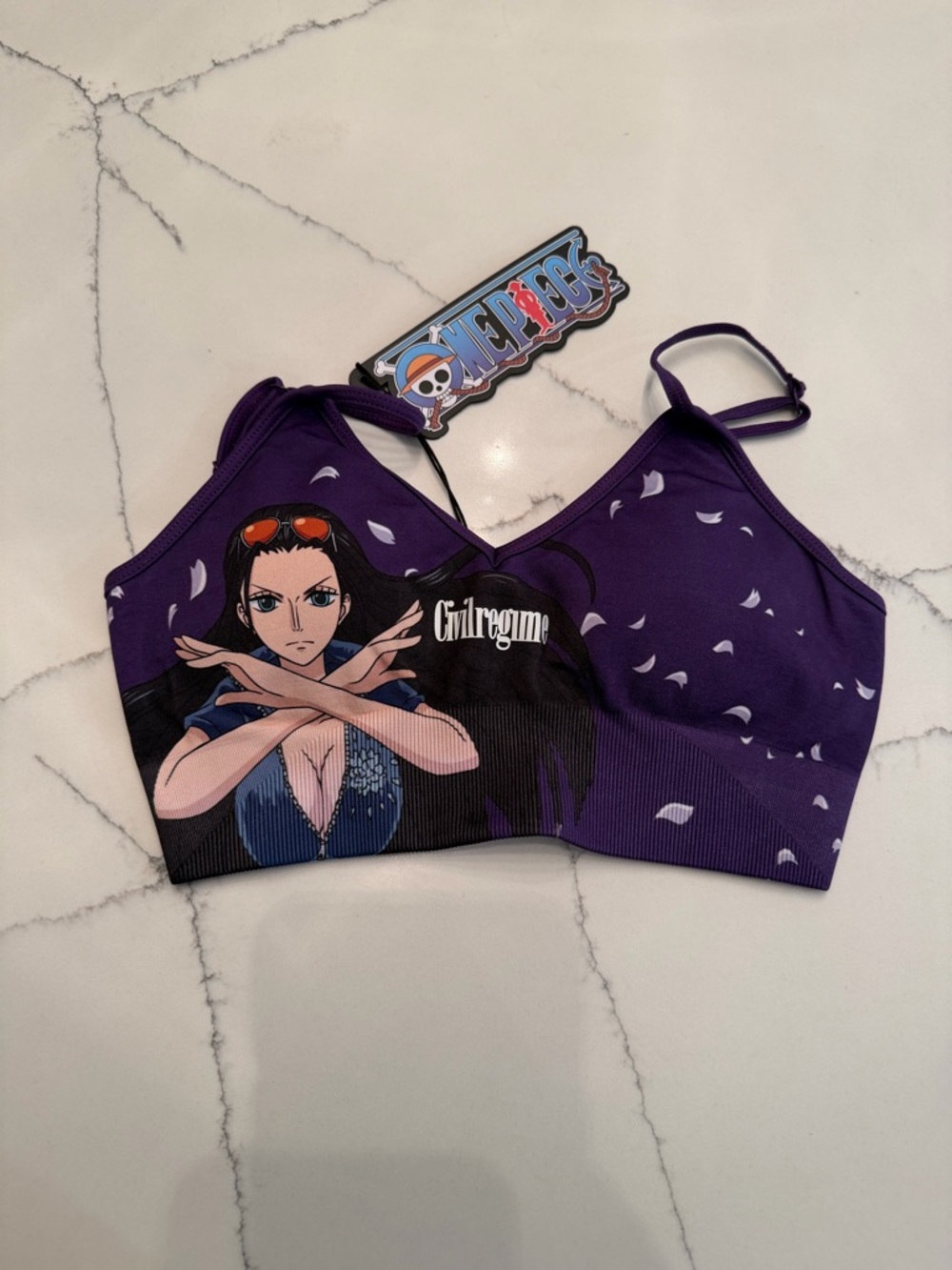 Civil Regime One Piece Purple Sports Bra with Adjustable Straps